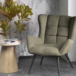 Garnero Arredamenti Poltrona imbottita in tessuto oliva nero Snooz Verde Best