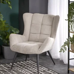 Garnero Arredamenti Poltrona imbottita in tessuto nero Snooz Beige