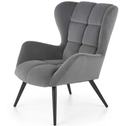 Garnero Arredamenti Poltrona imbottita in tessuto velluto nero Polly Grigio Best