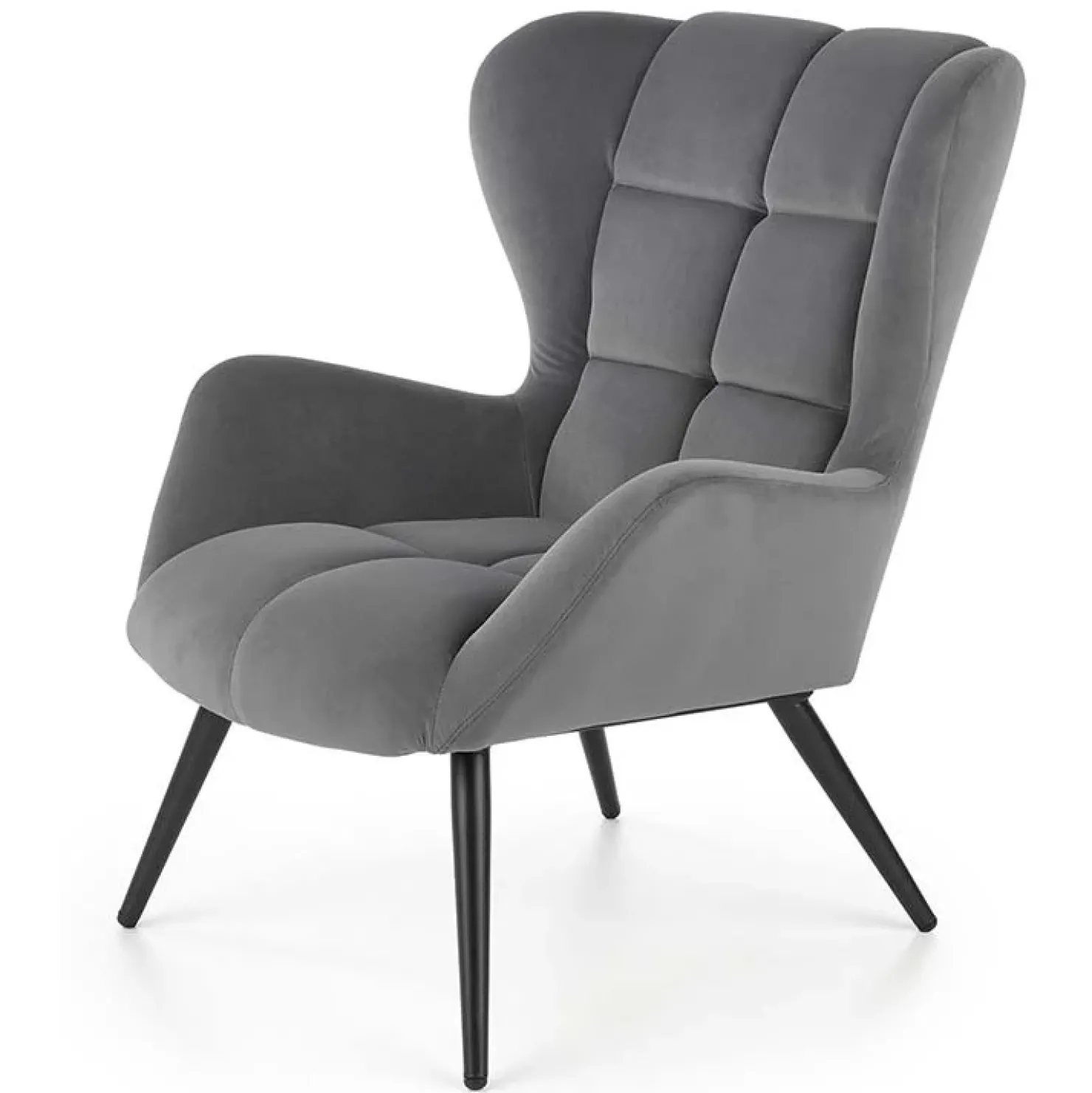 Garnero Arredamenti Poltrona imbottita in tessuto velluto nero Polly Grigio Best