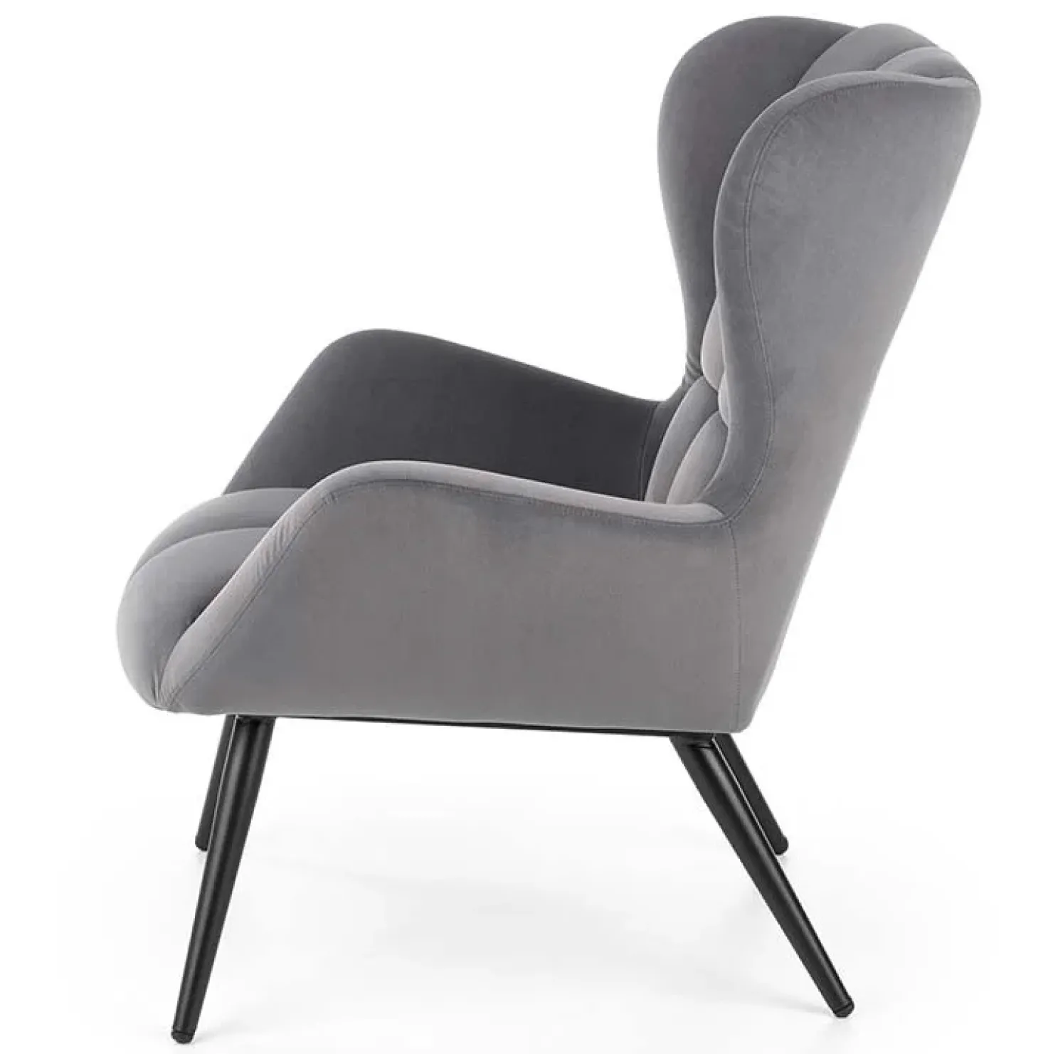 Garnero Arredamenti Poltrona imbottita in tessuto velluto nero Polly Grigio Best