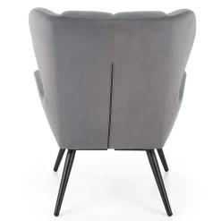 Garnero Arredamenti Poltrona imbottita in tessuto velluto nero Polly Grigio Best