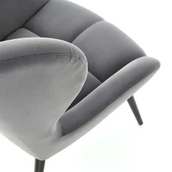 Garnero Arredamenti Poltrona imbottita in tessuto velluto nero Polly Grigio Best