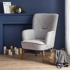 Garnero Arredamenti Poltrona imbottita in tessuto gambe in noce grigio Romina Clearance