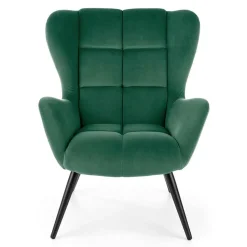 Garnero Arredamenti Poltrona imbottita in tessuto velluto scuro nero Polly Verde New