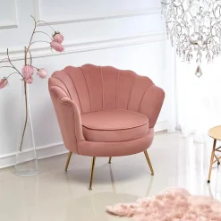 Garnero Arredamenti Poltrona imbottita moderna in velluto antico oro Gabriella Rosa Outlet