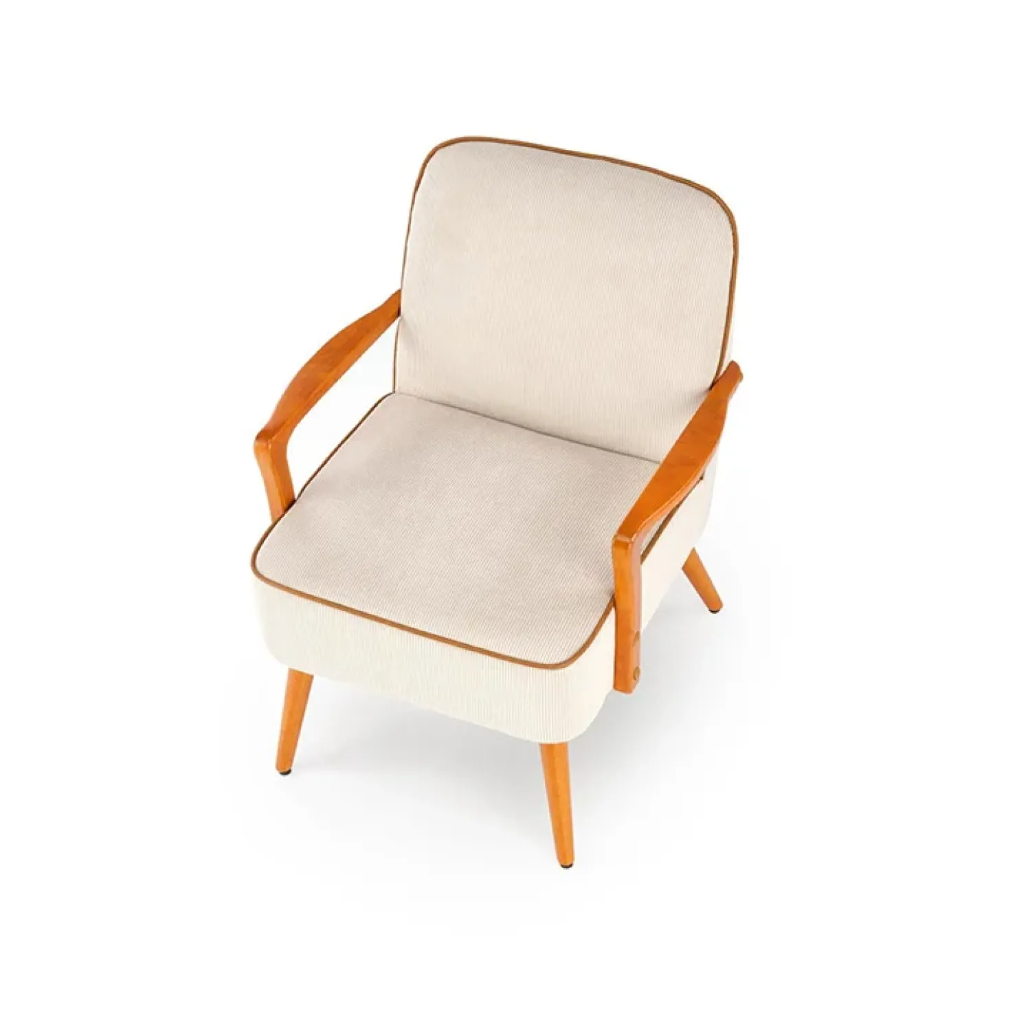 Garnero Arredamenti Poltrona moderna design in stoffa beige chiaro e gambe legno noce chiaro Bled Hot