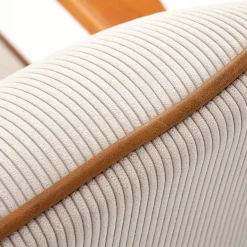 Garnero Arredamenti Poltrona moderna design in stoffa beige chiaro e gambe legno noce chiaro Bled Hot