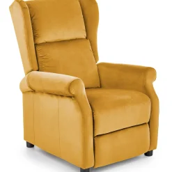 Garnero Arredamenti Poltrona reclinabile imbottita in velluto giallo Cassiopea Senape New