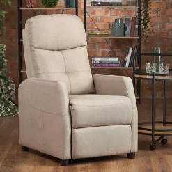 Garnero Arredamenti Poltrona reclinabile imbottita in tessuto beige Adele