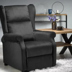 Garnero Arredamenti Poltrona reclinabile imbottita in velluto Cassiopea Nero New