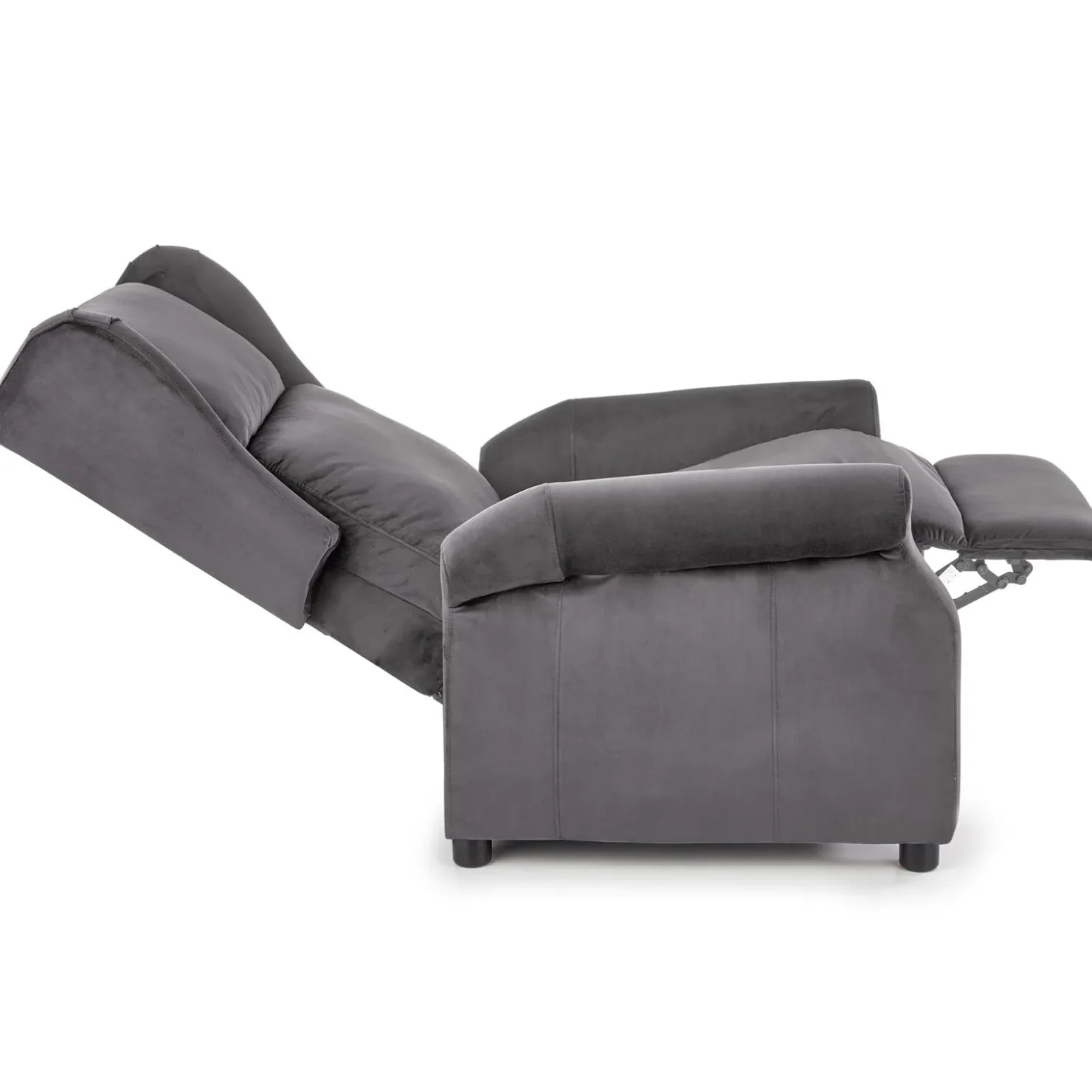 Garnero Arredamenti Poltrona reclinabile imbottita in velluto Cassiopea Grigio Sale