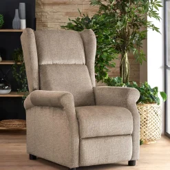 Garnero Arredamenti Poltrona reclinabile massaggiante imbottita in tessuto Elion Beige