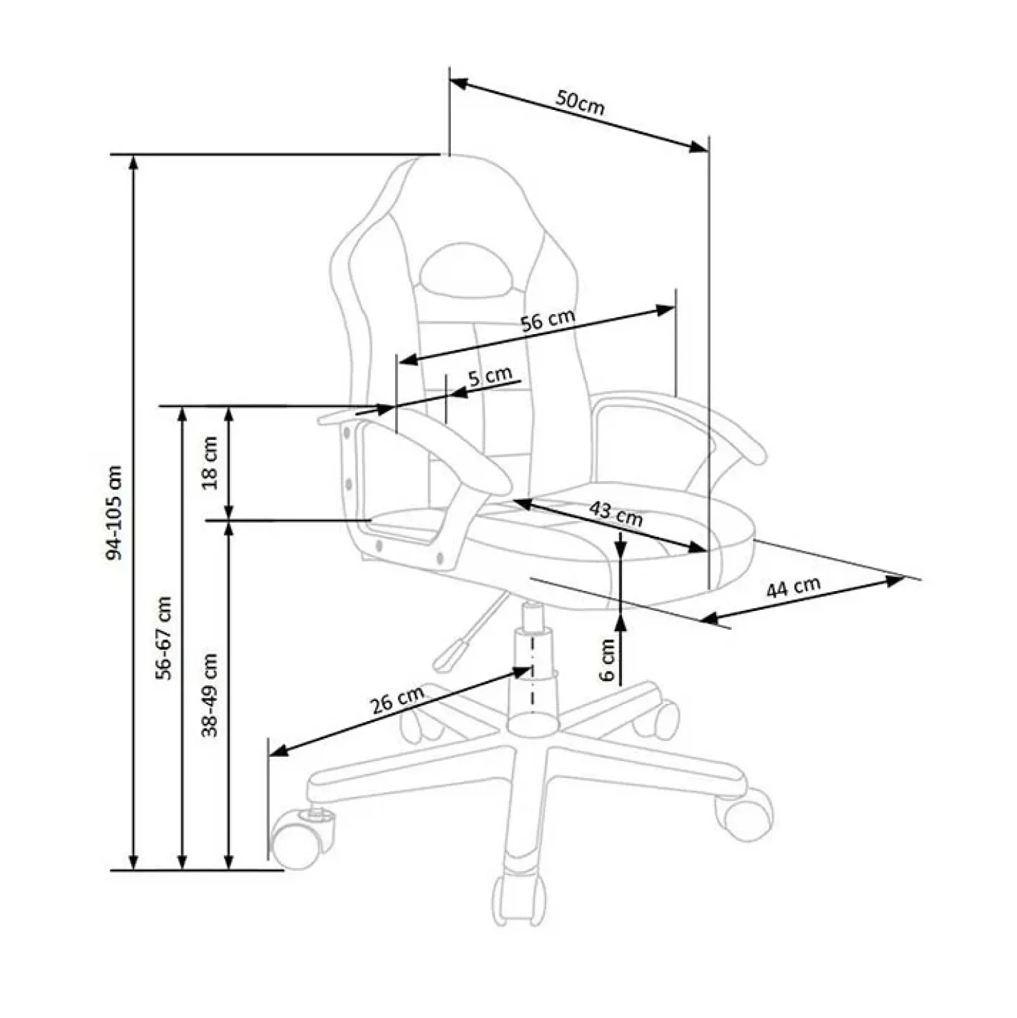 Garnero Arredamenti Poltrona regolabile per scrivania ragazzi in ecopelle rosso nero Grove