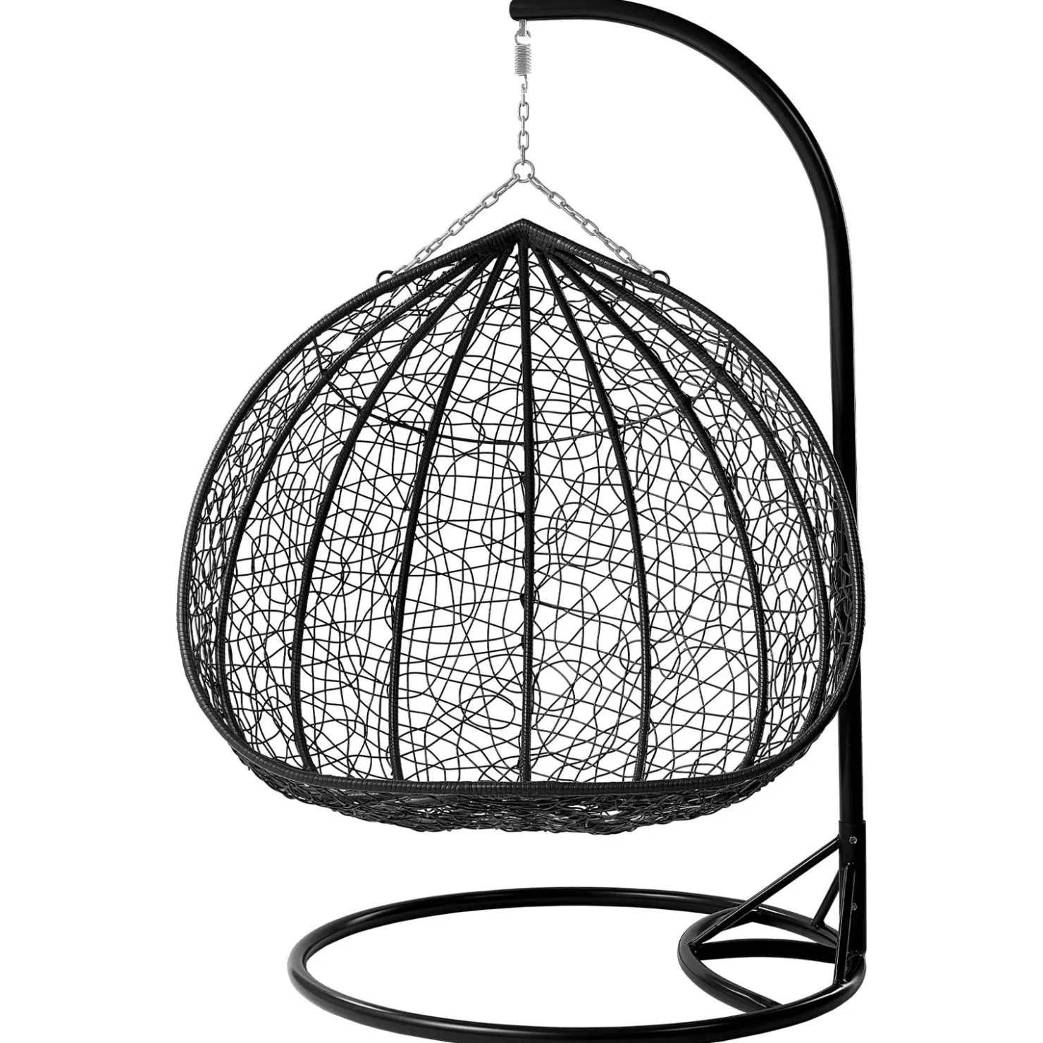 Garnero Arredamenti Poltrona sospesa 2 posti da giardino 120x200h cm nero con cuscini beige Ibisco Nero - Beige New