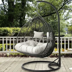 Garnero Arredamenti Poltrona sospesa 2 posti da giardino 120x200h cm grigio con cuscini Ibisco Grigio scuro - Grigio chiaro Hot