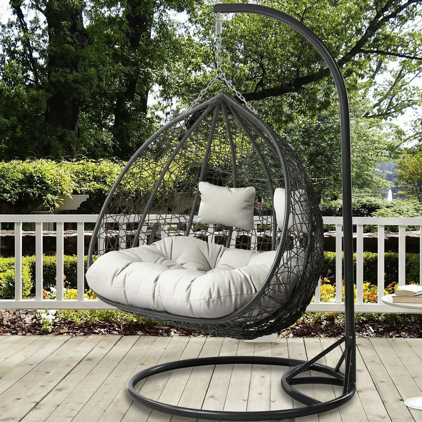 Garnero Arredamenti Poltrona sospesa 2 posti da giardino 120x200h cm grigio con cuscini Ibisco Grigio scuro - Grigio chiaro Hot