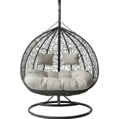 Garnero Arredamenti Poltrona sospesa 2 posti da giardino 120x200h cm grigio con cuscini Ibisco Grigio scuro - Grigio chiaro Hot