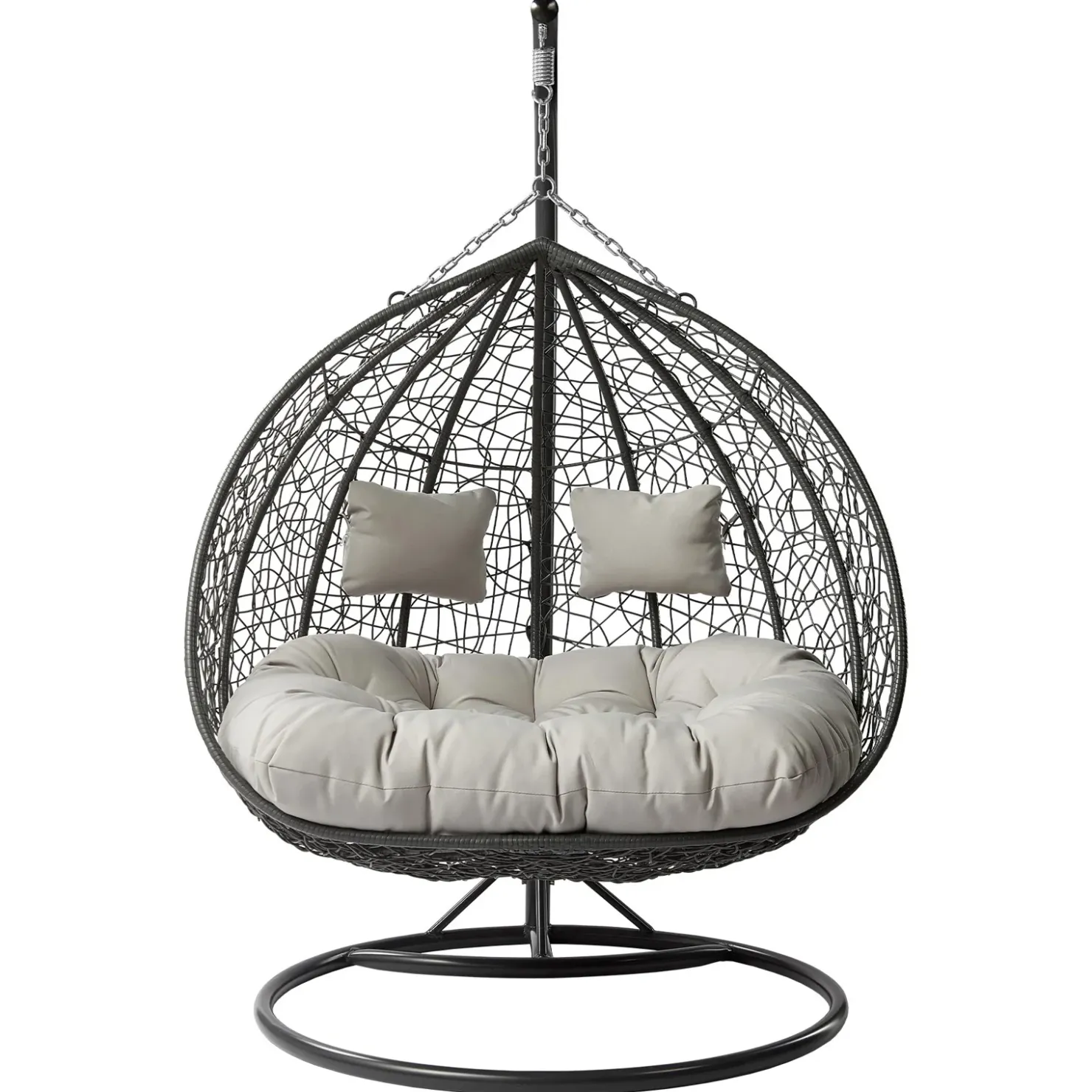 Garnero Arredamenti Poltrona sospesa 2 posti da giardino 120x200h cm grigio con cuscini Ibisco Grigio scuro - Grigio chiaro Hot