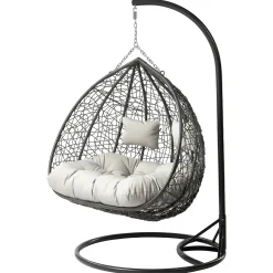 Garnero Arredamenti Poltrona sospesa 2 posti da giardino 120x200h cm grigio con cuscini Ibisco Grigio scuro - Grigio chiaro Hot