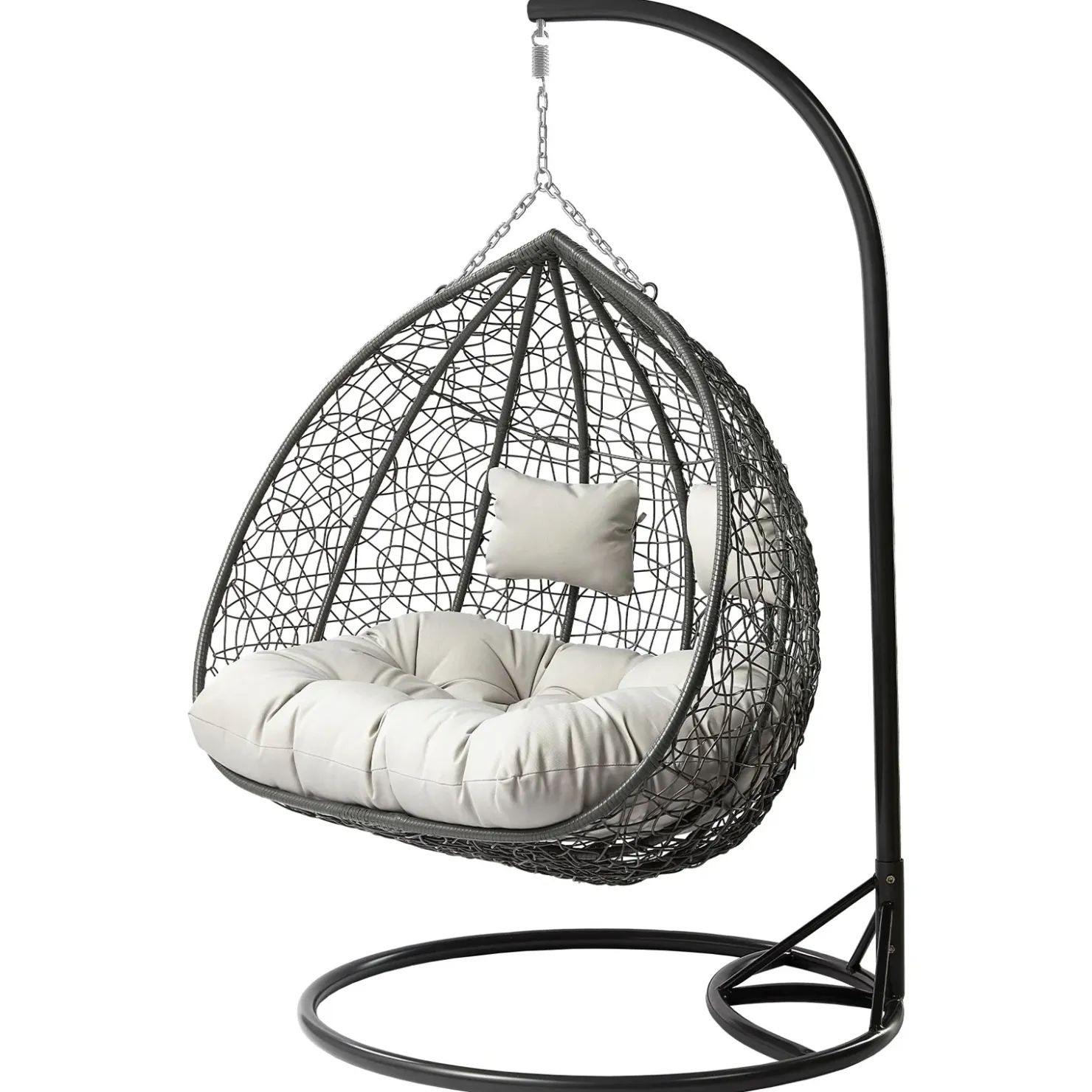 Garnero Arredamenti Poltrona sospesa 2 posti da giardino 120x200h cm grigio con cuscini Ibisco Grigio scuro - Grigio chiaro Hot