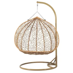 Garnero Arredamenti Poltrona sospesa 2 posti da giardino 120x200h cm marrone con cuscino beige Ibisco Rovere - Beige Outlet