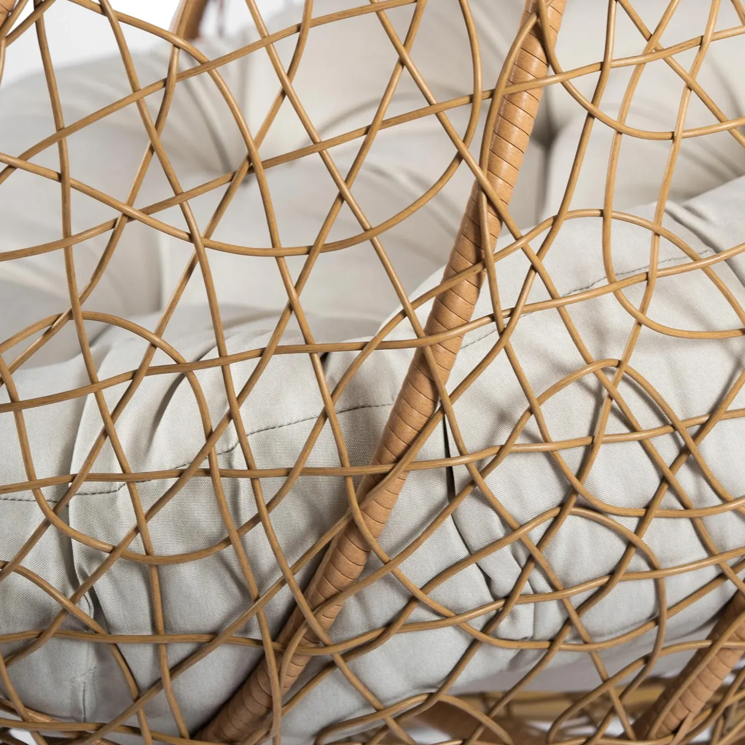 Garnero Arredamenti Poltrona sospesa 2 posti da giardino 120x200h cm marrone con cuscino beige Ibisco Rovere - Beige Outlet