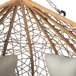 Garnero Arredamenti Poltrona sospesa 2 posti da giardino 120x200h cm marrone con cuscino beige Ibisco Rovere - Beige Outlet