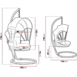 Garnero Arredamenti Poltrona sospesa a dondolo da giardino 136x196h cm grigio Flora Hot