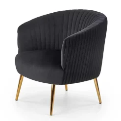 Garnero Arredamenti Poltroncina design in velluto con gambe oro Romance Nero