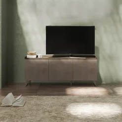 Garnero Arredamenti Porta TV 181x72h cm 3 ante bronzo rovere scuro Jonson Tortora - Noce Discount