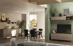 Garnero Arredamenti Porta TV 181x72h cm 3 ante bronzo rovere scuro Jonson Tortora - Noce Discount