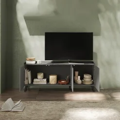 Garnero Arredamenti Porta TV 181x72h cm 3 ante grigio scuro antracite Jonson Ossido - Grigio Best