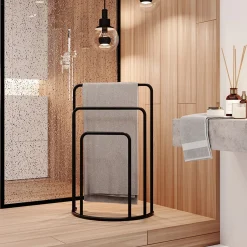 Garnero Arredamenti Portasciugamani da bagno 50x75h cm 3 livelli nero Marinella Outlet