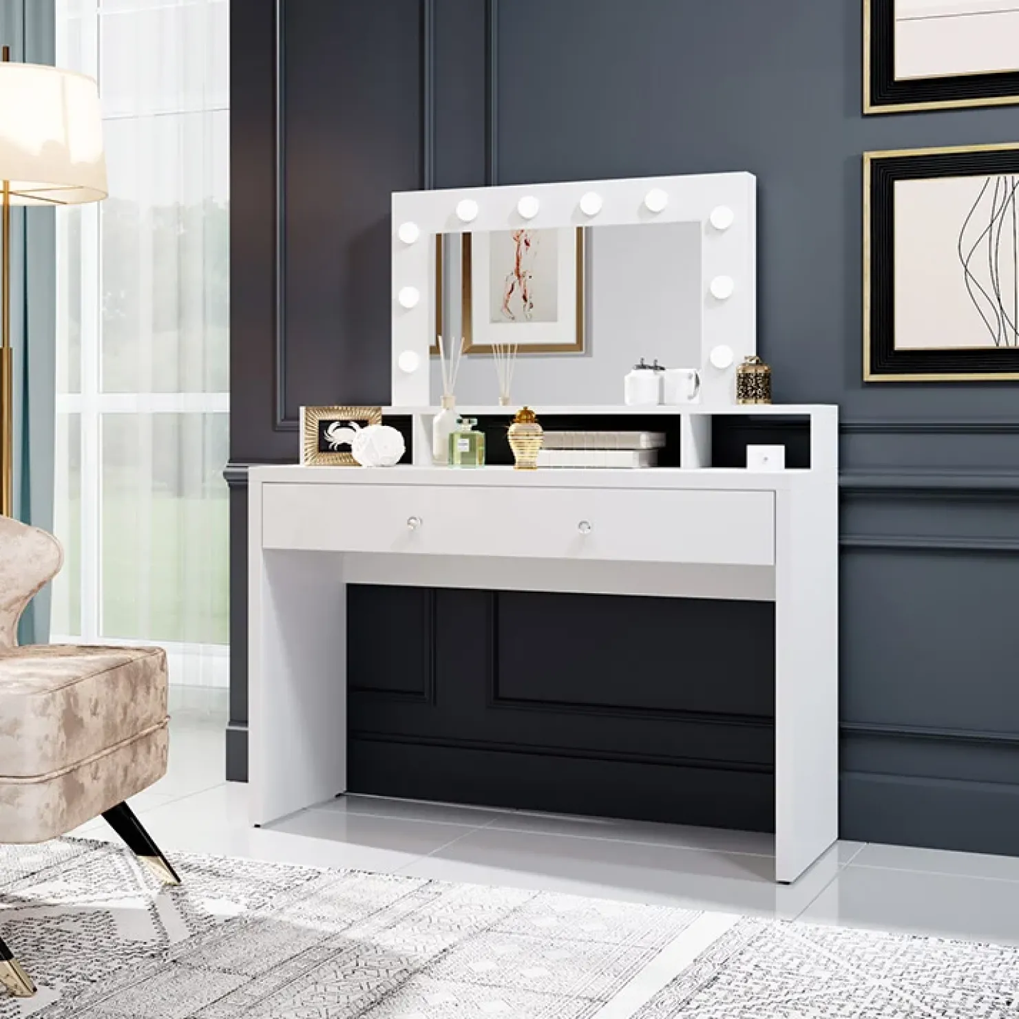 Garnero Arredamenti Postazione trucco con specchio 120x136cm bianco Child Best