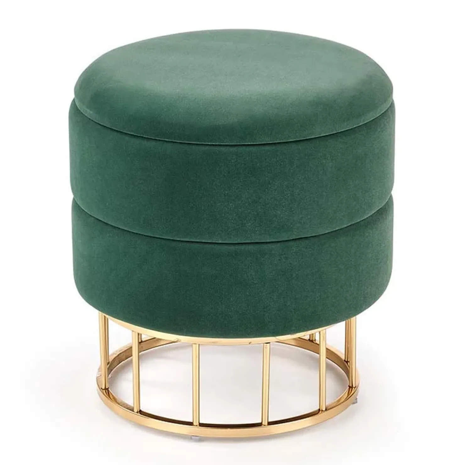 Garnero Arredamenti Pouf contenitore design da salotto rotondo in velluto verde Neril Sale