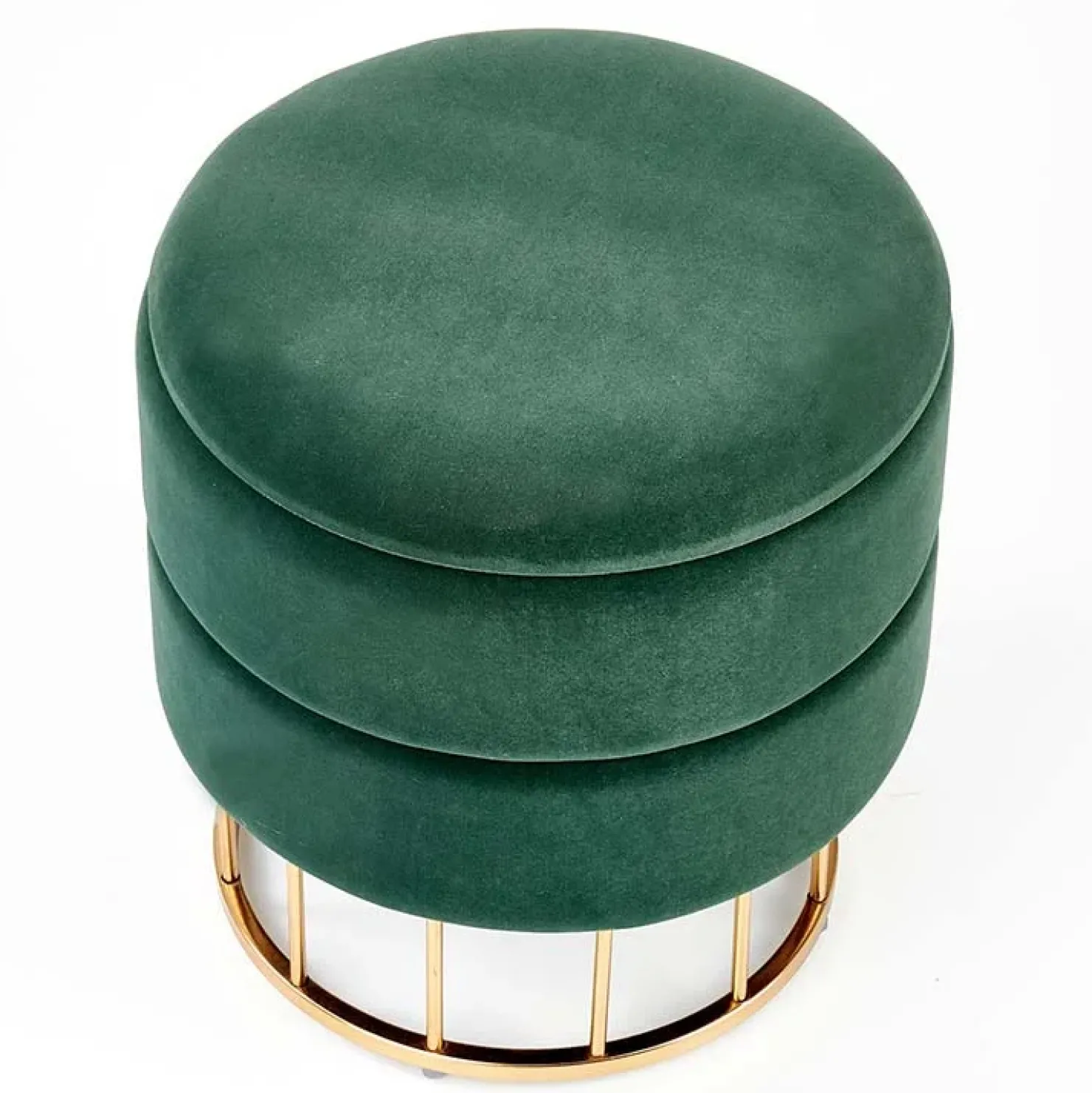 Garnero Arredamenti Pouf contenitore design da salotto rotondo in velluto verde Neril Sale