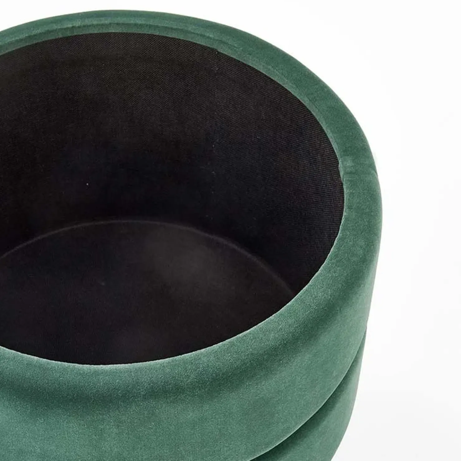 Garnero Arredamenti Pouf contenitore design da salotto rotondo in velluto verde Neril Sale