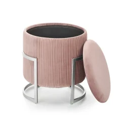 Garnero Arredamenti Pouf da salotto contenitore in velluto Franklin Rosa Online