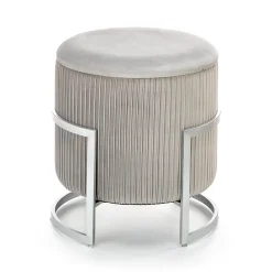Garnero Arredamenti Pouf da salotto contenitore in velluto chiaro Franklin Grigio New