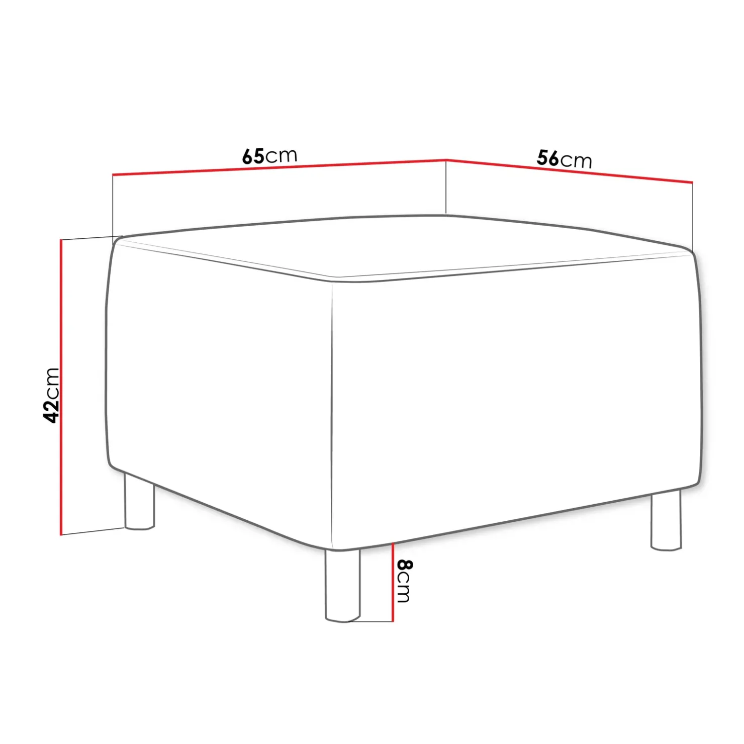 Garnero Arredamenti Pouf imbottito in tessuto 65x56cm grigio scuro Titus Tessuto Vellutato Alova Grigio Online