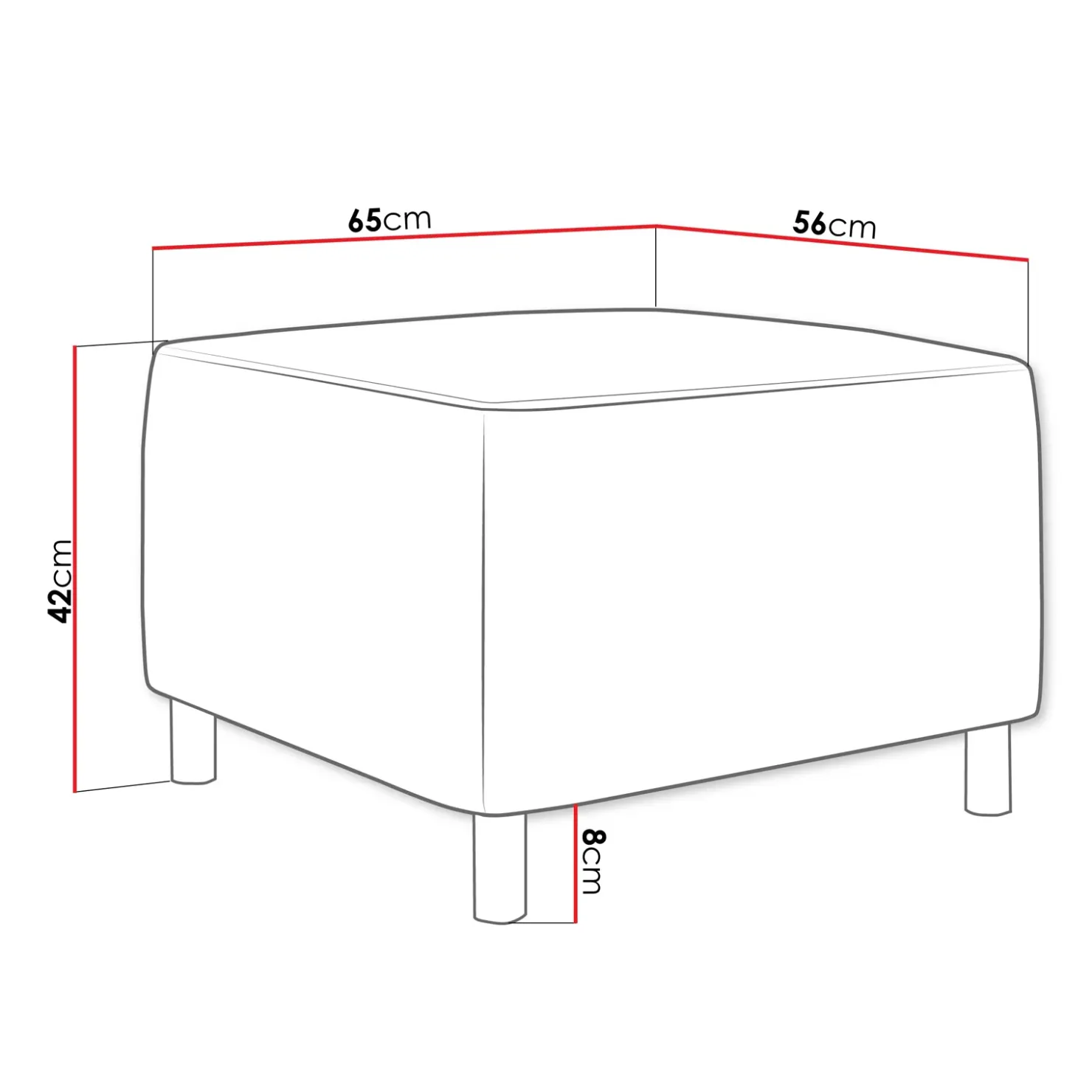 Garnero Arredamenti Pouf imbottito in tessuto 65x56cm grigio chiaro Titus Tessuto Lawa Grigio Clearance