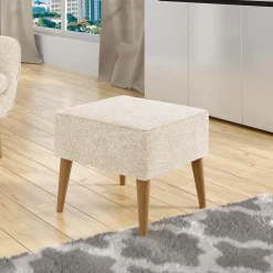 Garnero Arredamenti Pouf imbottito in tessuto quadrato 65x65cm Soffio Beige