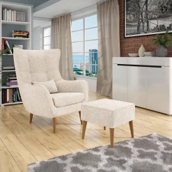 Garnero Arredamenti Pouf imbottito in tessuto quadrato 65x65cm Soffio Beige