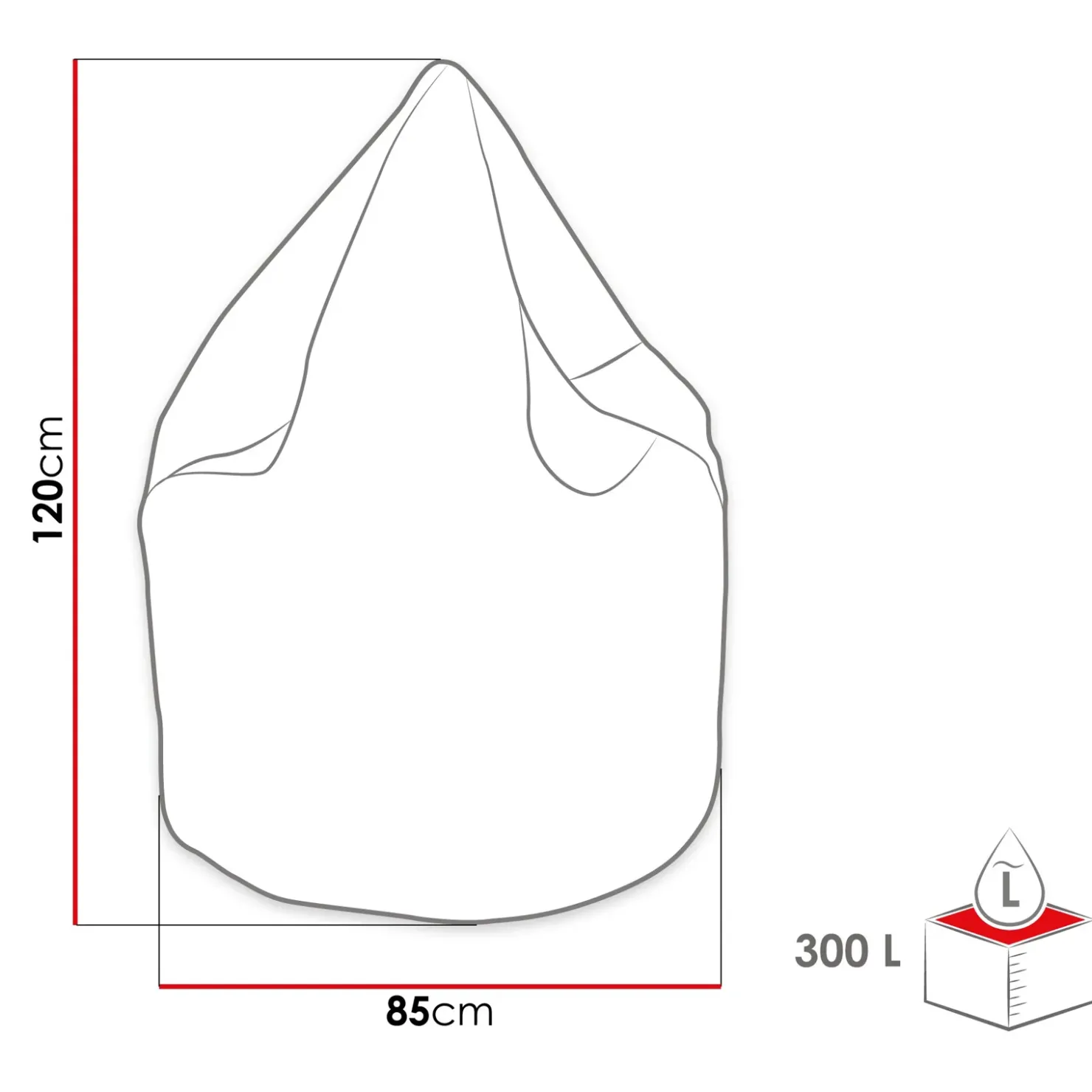 Garnero Arredamenti Pouf poltrona sacco in poliestere grigio Harmony Clearance