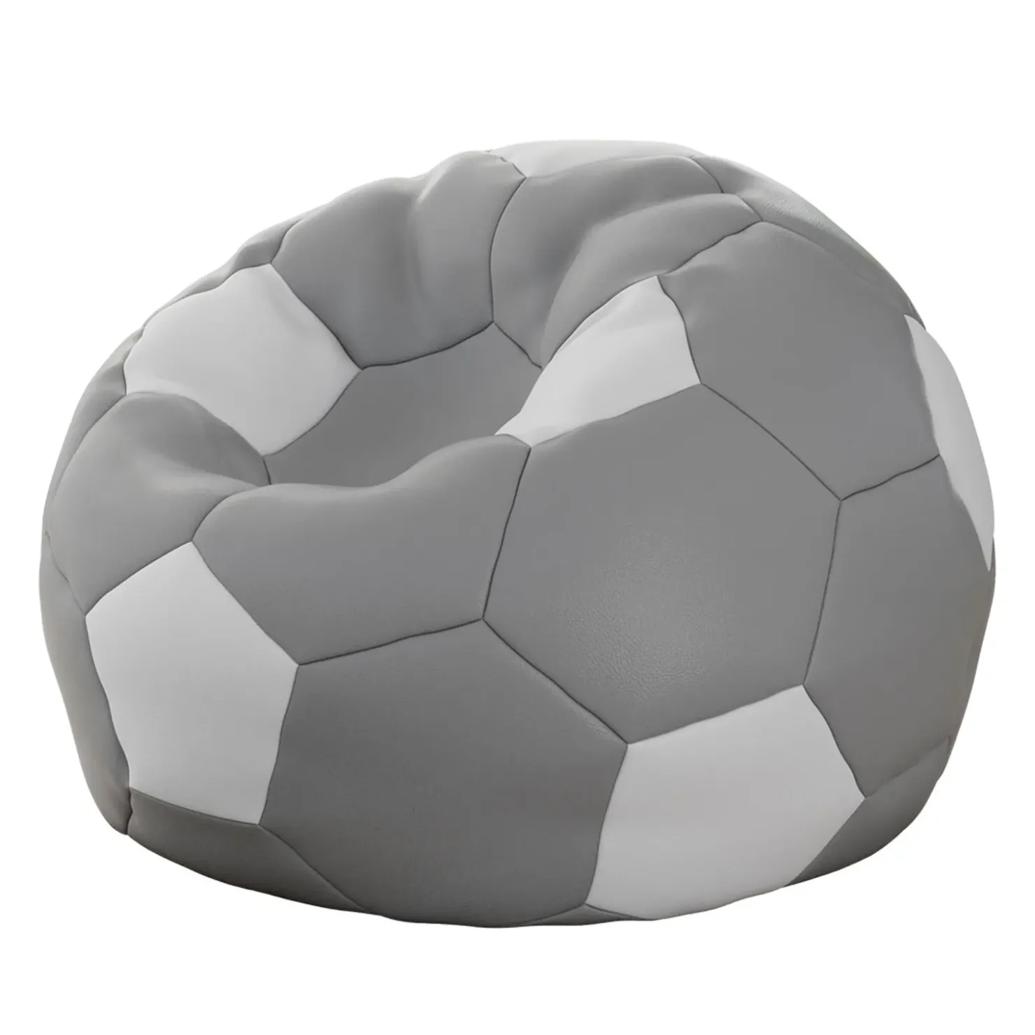 Garnero Arredamenti Pouf poltrona sacco palla da calcio ecopelle grigio bianco Lionel Grigio - Bianco Hot