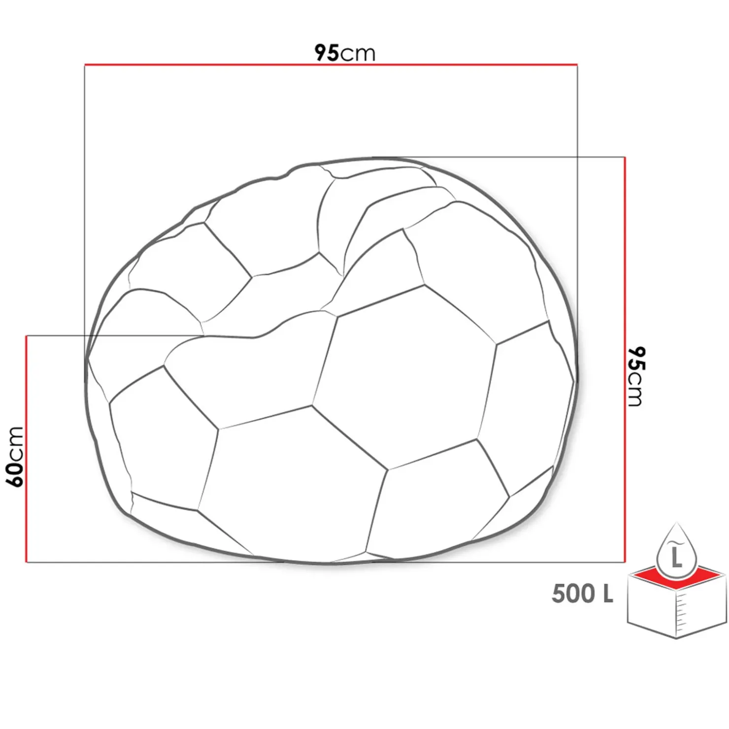 Garnero Arredamenti Pouf poltrona sacco palla da calcio ecopelle grigio bianco Lionel Grigio - Bianco Hot