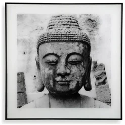 Garnero Arredamenti Quadro da parete design con stampa Buddha 50x50cm bianco nero Roia