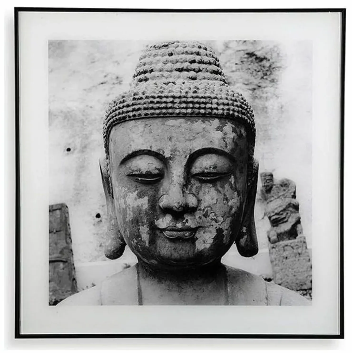 Garnero Arredamenti Quadro da parete design con stampa Buddha 50x50cm bianco nero Roia