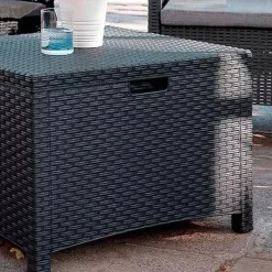 Garnero Arredamenti Salotto da giardino 2 poltrone divano tavolino con cuscini polipropilene grafite Capri Sale